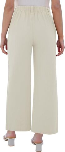 POTILI Wide Leg Pants for Women Elastic High Waisted Palazzo Pants Straight Leg Flowy Casual Work Trousers with Pockets in Saudi Arabia