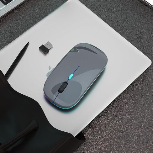 AIKOKOK Bluetooth Wireless Mouse,LED Rechargeable Silent Slim Laptop Mouse,Dual Mode(BT5.2+USB Receiver) Portable Mobile Optical Office Computer Mice for Apple Laptop/iPad Tablet/Mac/PC/Phone.(Black) in Saudi Arabia