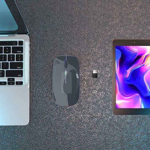 AIKOKOK Bluetooth Wireless Mouse,LED Rechargeable Silent Slim Laptop Mouse,Dual Mode(BT5.2+USB Receiver) Portable Mobile Optical Office Computer Mice for Apple Laptop/iPad Tablet/Mac/PC/Phone.(Black) in Saudi Arabia