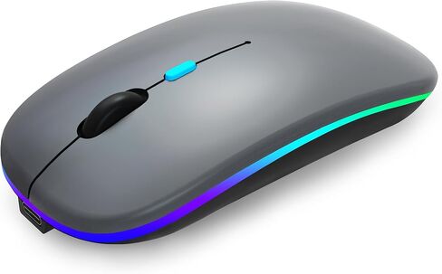 AIKOKOK Bluetooth Wireless Mouse,LED Rechargeable Silent Slim Laptop Mouse,Dual Mode(BT5.2+USB Receiver) Portable Mobile Optical Office Computer Mice for Apple Laptop/iPad Tablet/Mac/PC/Phone.(Black) in Saudi Arabia