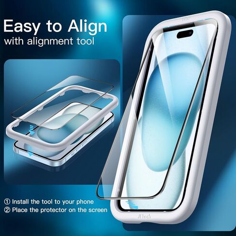 JETech Full Coverage Screen Protector for iPhone 11/XR 6.1-Inch, Black Edge, Tempered Glass Film with Easy Installation Tool, Case-Friendly, HD Clear, 3-Pack in Kuwait