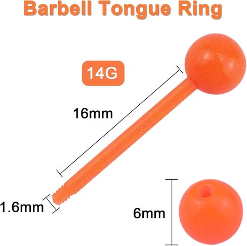 Riuziyi 12Pcs or 24Pcs Tongue Rings for Women Candy Color Ball Tongue Nipple Piercing 14G Surgical Steel Barbell Tongue Retainer Body Jewelry Bar Length 16mm in Kuwait