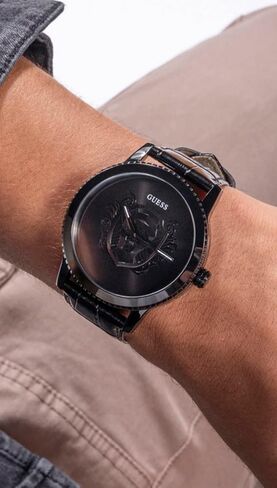 GUESS Men's 44mm Watch - Black Strap Black Dial Black Case in Saudi Arabia