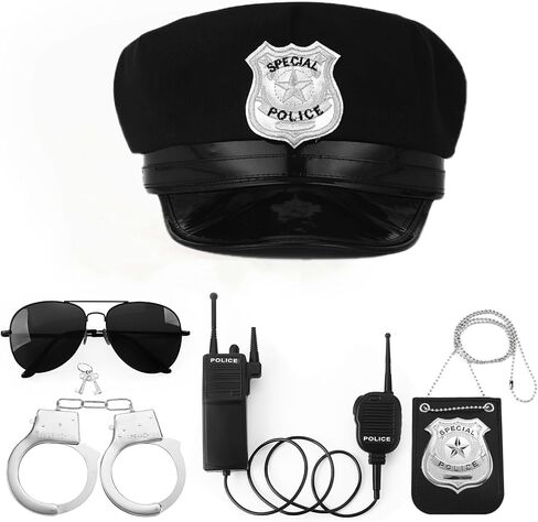 Fleursun Police Costume Accessories Adjustable Cop Hat for Adults and Children Over 6 Years Old Cop Accessories in Kuwait