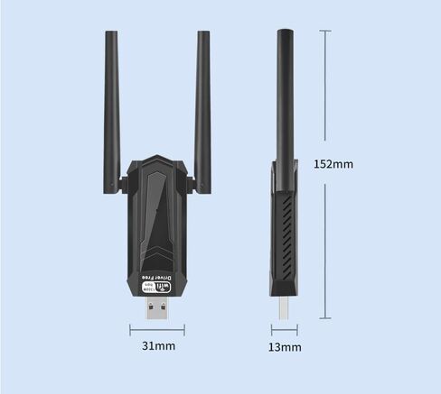 محول USB WiFi للكمبيوتر الشخصي، 1300 ميجابت في الثانية ثنائي النطاق 2.4 جيجا هرتز/400 ميجا بت في الثانية و5.8 جيجا هرتز/867 ميجا بت في الثانية 5dBi هوائي مزدوج عالي الكسب 802.11AC USB 3.0 محول واي فاي لاسلكي يدعم WIN7/8/8.1/10/11/XP/Vista/Mac OS 10.9-10.1 in Kuwait