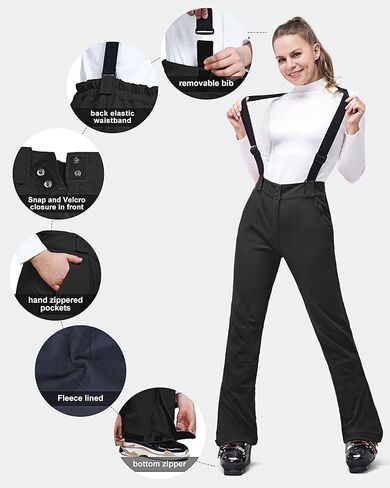 33,000ft Womens Snow Bibs Waterproof Insulated Snow Pants with Fleece Lined, Windproof Ski Pants Overalls for Snowboard in Kuwait