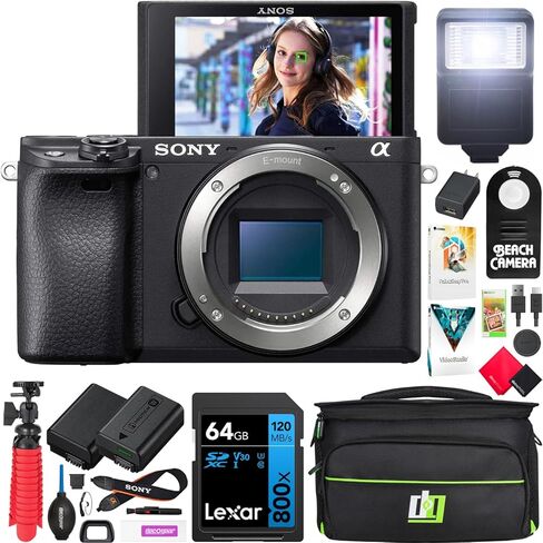 كاميرا Sony a6400 4K بدون مرآة ILCE-6400M/B مع مجموعة عدسات 18-135 مم F3.5-5.6 وFE 50 مم F1.8 2 مع مجموعة ملحقات التصوير الفوتوغرافي لحقيبة السفر Deco Gear وبطارية إضافية 2X in Saudi Arabia