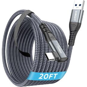 كابل SUNGUY Link بطول 20 قدم متوافق مع ملحقات Meta/Oculus Quest 3/2/Pico 4 وأجهزة الكمبيوتر/Steam VR، نقل بيانات الكمبيوتر عالي السرعة 5 جيجابت في الثانية، كابل USB 3.0 نوع C لسماعات الواقع الافتراضي، كمبيوتر الألعاب، Quest 3/2/1 in Kuwait