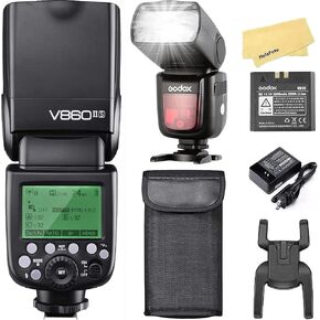 فلاش كاميرا Godox V860II-N لضوء Nikon Flash Speedlite Speedlight، 2.4G HSS 1/8000s، 650 ومضة كاملة الطاقة، بطارية ليثيوم أيون 11.1V/2000mAh، وقت إعادة التدوير 1.5 ثانية + 12 مرشح لون + Softbox + Diffuser + Refletor in Saudi Arabia