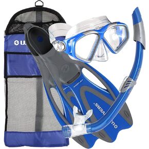 U.S. Divers Adult Cozumel Mask, Seabreeze II Snorkel, ProFlex Fins, and Gear Bag Set, Black, Medium/Large in Saudi Arabia