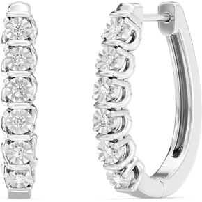 Gilded 1/4 ct. T.W. Lab Diamond (SI1-SI2 Clarity, F-G Color) and Sterling Silver Hoop Earrings in Kuwait