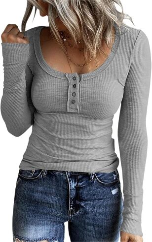 FANGJIN Women Shirts Winter Casual Long Sleeve Tunic Tops Fitted Scoop Neck Tee for Women Women's Trendy Pullover Sweaters Wine Red Medium in Saudi Arabia