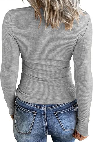 FANGJIN Women Shirts Winter Casual Long Sleeve Tunic Tops Fitted Scoop Neck Tee for Women Women's Trendy Pullover Sweaters Wine Red Medium in Saudi Arabia