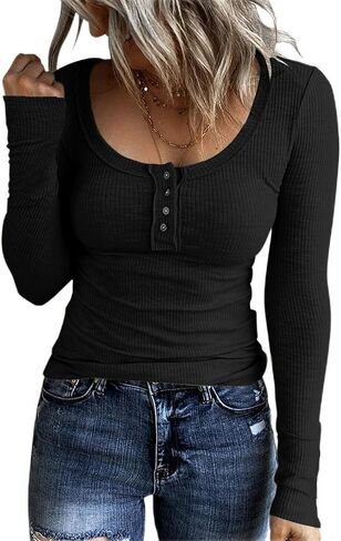 FANGJIN Women Shirts Winter Casual Long Sleeve Tunic Tops Fitted Scoop Neck Tee for Women Women's Trendy Pullover Sweaters Wine Red Medium in Saudi Arabia