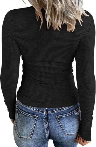 FANGJIN Women Shirts Winter Casual Long Sleeve Tunic Tops Fitted Scoop Neck Tee for Women Women's Trendy Pullover Sweaters Wine Red Medium in Saudi Arabia
