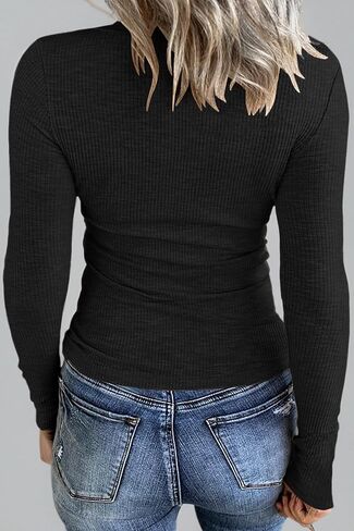 FANGJIN Women Shirts Winter Casual Long Sleeve Tunic Tops Fitted Scoop Neck Tee for Women Women's Trendy Pullover Sweaters Wine Red Medium in Saudi Arabia