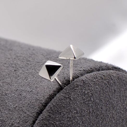 Sterling Silver 5MM Square Spike Studs Black Earrings for Men Women, Hypoallergenic Stylish Punk Earrings Jewelry in Saudi Arabia