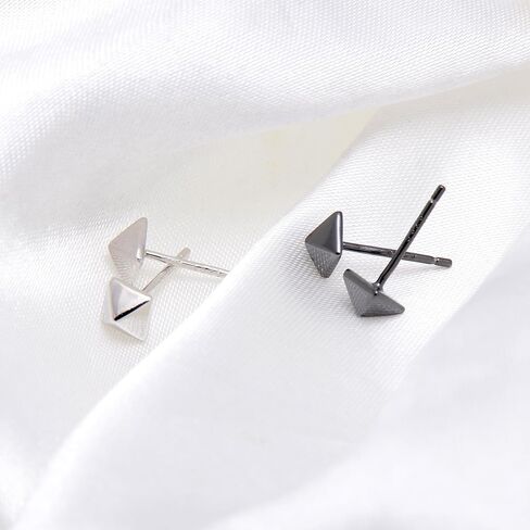 Sterling Silver 5MM Square Spike Studs Black Earrings for Men Women, Hypoallergenic Stylish Punk Earrings Jewelry in Saudi Arabia