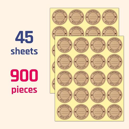 300 Pieces, 2" - Homemade with Love Stickers, Canning Labels for Jars to Write On in Saudi Arabia