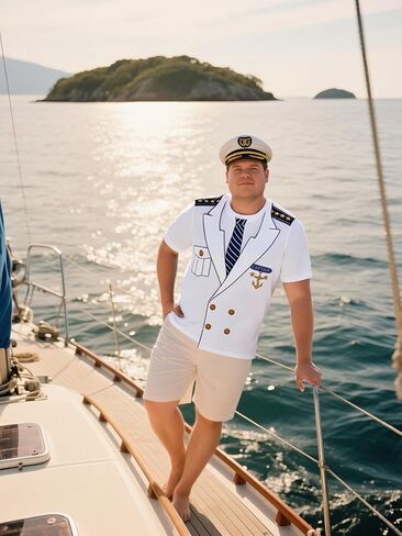 Funny World Men's Captain T-Shirt Graphic Short Sleeve Yacht Party Costume in Kuwait