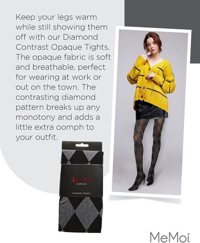 MeMoi Diamond Contrast Opaque Tights in Saudi Arabia