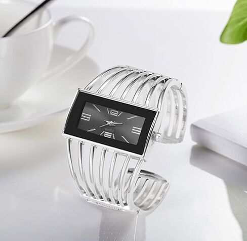 SENRUD Fashion Cuff Bracelet Watches for Women Luxury Rectangular Dial Analog Quartz Wrist Watch Gifts for Ladies in Kuwait