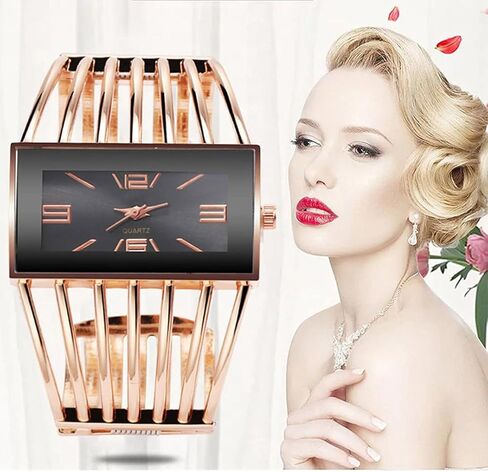SENRUD Fashion Cuff Bracelet Watches for Women Luxury Rectangular Dial Analog Quartz Wrist Watch Gifts for Ladies in Kuwait