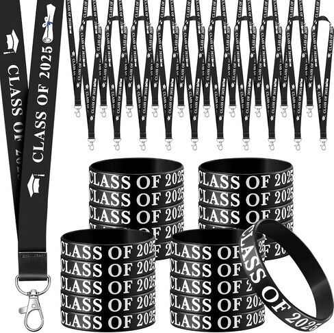 40 Pcs Class of 2024 Lanyard Wristbands,20 Graduation Lanyard Keychain ID Badge Lanyards, 20 Wristbands Graduation Silicone Bracletes, Graduation Party Favors Gifts, Senior Class, Keepsakes in Saudi Arabia
