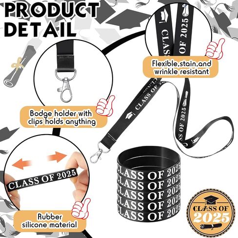 40 Pcs Class of 2024 Lanyard Wristbands,20 Graduation Lanyard Keychain ID Badge Lanyards, 20 Wristbands Graduation Silicone Bracletes, Graduation Party Favors Gifts, Senior Class, Keepsakes in Saudi Arabia