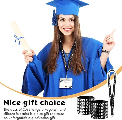 40 Pcs Class of 2024 Lanyard Wristbands,20 Graduation Lanyard Keychain ID Badge Lanyards, 20 Wristbands Graduation Silicone Bracletes, Graduation Party Favors Gifts, Senior Class, Keepsakes in Saudi Arabia