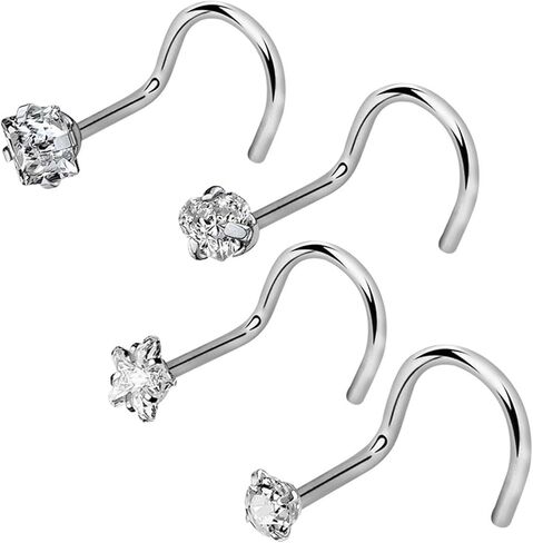 خاتم أنف كريستال بيلاتي للنساء والرجال - 1.5 مم 2 مم 2.5 مم 3 مم مجموعة زركونيا مكعبة تشيكوسلوفاكيا - شريط دفع لا يسبب الحساسية، مسامير أنف مستقيمة على شكل دبوس عظمي (اختر المقياس - الكمية - اللون - الجوهرة) in Kuwait
