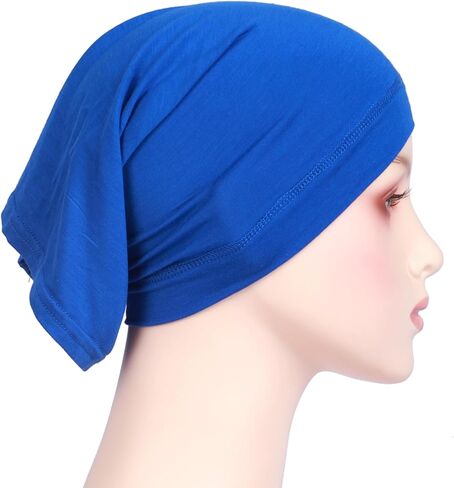 مجموعة EAHAUCIR مكونة من 4 قطع من وشاح الرأس الإسلامي، لون خالص، قبعة صغيرة ناعمة وخفيفة الوزن من القطن القابل للتمدد على الموضة النسائية in Saudi Arabia