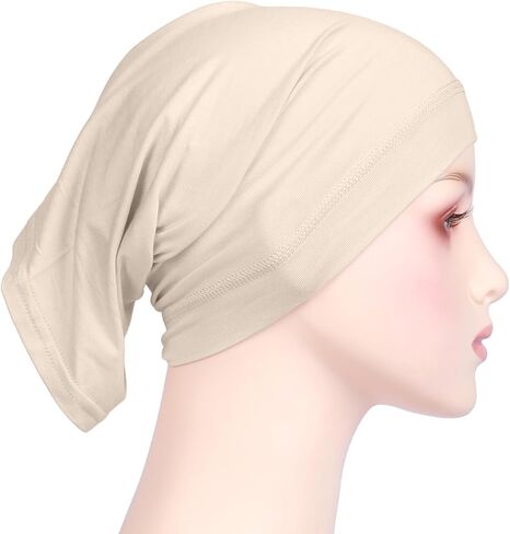 مجموعة EAHAUCIR مكونة من 4 قطع من وشاح الرأس الإسلامي، لون خالص، قبعة صغيرة ناعمة وخفيفة الوزن من القطن القابل للتمدد على الموضة النسائية in Saudi Arabia