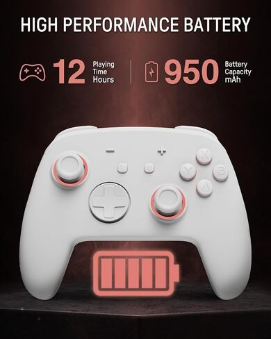 [نمط مضيء] وحدة تحكم Firefly Switch Pro اللاسلكية المتوافقة مع Switch/OLED/Lite، جهاز تحكم عن بعد للوحة ألعاب بلوتوث مع 7 ألوان LED/NFC/مجداف/Turbo - أبيض in Saudi Arabia