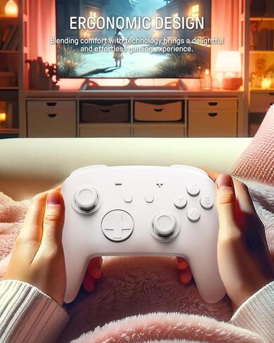 [نمط مضيء] وحدة تحكم Firefly Switch Pro اللاسلكية المتوافقة مع Switch/OLED/Lite، جهاز تحكم عن بعد للوحة ألعاب بلوتوث مع 7 ألوان LED/NFC/مجداف/Turbo - أبيض in Saudi Arabia