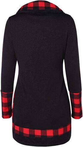 بلوزة نسائية من CHARMMA بأكمام طويلة ورقبة متدلية وحاشية غير متماثلة منقوشة باللون الأبيض، مقاس كبير in Kuwait