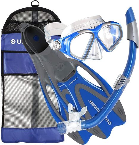 U.S. Divers Adult Cozumel Mask, Seabreeze II Snorkel, ProFlex Fins, and Gear Bag Set, Black, Medium/Large in Saudi Arabia