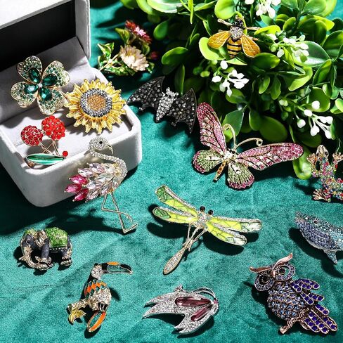 16 Pcs Women Brooch Set Rhinestone Crystal Vintage Spring Animal Insect Plant Pins Brooches Bulk for Women Girls(Nature) in Saudi Arabia