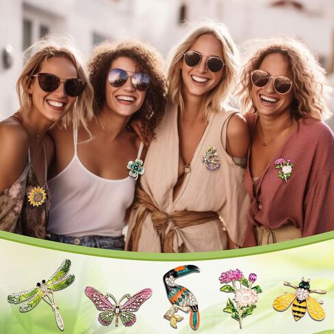 16 Pcs Women Brooch Set Rhinestone Crystal Vintage Spring Animal Insect Plant Pins Brooches Bulk for Women Girls(Nature) in Saudi Arabia