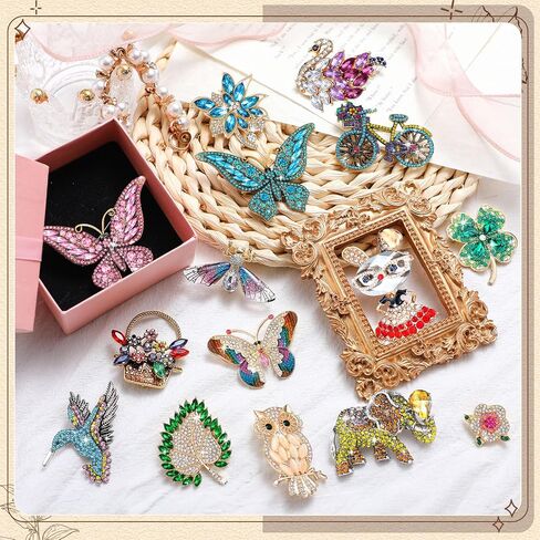 16 Pcs Women Brooch Set Rhinestone Crystal Vintage Spring Animal Insect Plant Pins Brooches Bulk for Women Girls(Nature) in Saudi Arabia