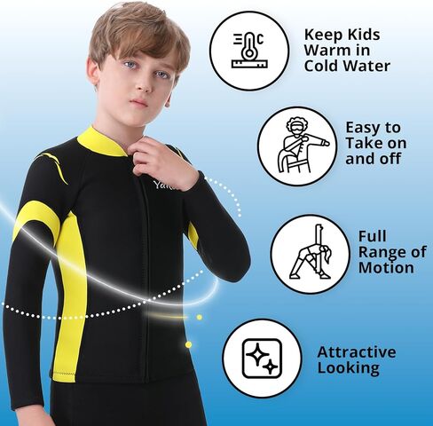 Intboss Kids Wetsuit Top 3mm Wet Suit Jacket for Boys and Girls 3T 4 T Toddlers Wetsuit Jacket 2mm Youth Size 6-14 in Kuwait