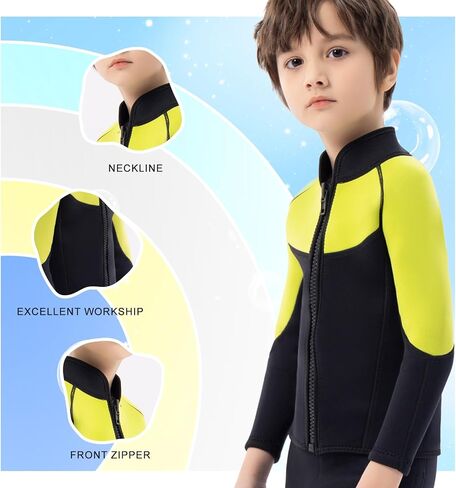 Intboss Kids Wetsuit Top 3mm Wet Suit Jacket for Boys and Girls 3T 4 T Toddlers Wetsuit Jacket 2mm Youth Size 6-14 in Kuwait