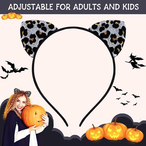Paezm Leopard Cheetah Ears Headband for Women Girls, Halloween Cosplay Leopard Costume Hair Accessories for Adult Kids in Kuwait