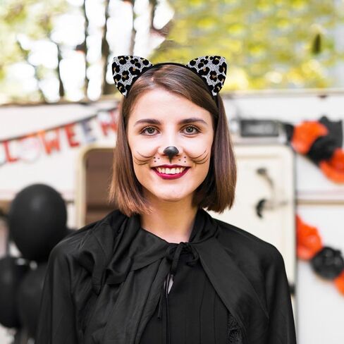 Paezm Leopard Cheetah Ears Headband for Women Girls, Halloween Cosplay Leopard Costume Hair Accessories for Adult Kids in Kuwait