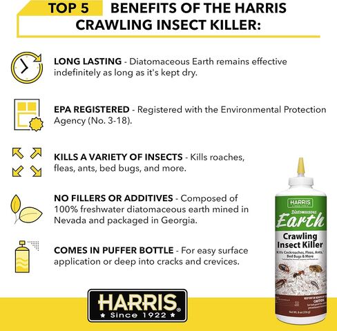 Harris Diatomaceous Earth Crawling Insect Killer, 4lb with Powder Duster Included Inside The Bag in Kuwait