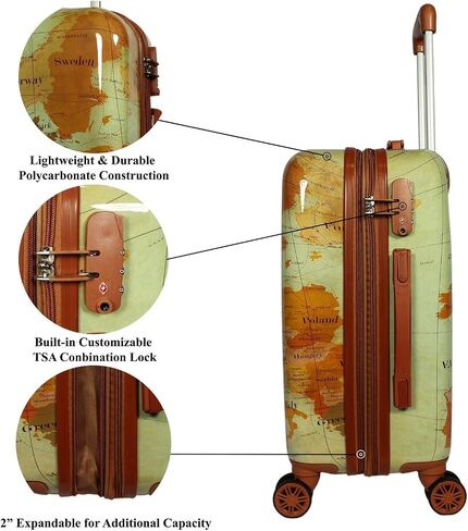 World Traveler Europe (Set of 4-Piece) Spinner Luggage Set with TSA Lock, Brown,Zippered Divider in Saudi Arabia