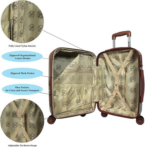 World Traveler Europe (Set of 4-Piece) Spinner Luggage Set with TSA Lock, Brown,Zippered Divider in Saudi Arabia