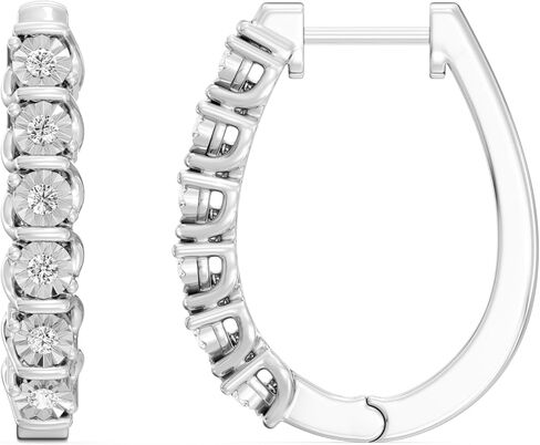 Gilded 1/4 ct. T.W. Lab Diamond (SI1-SI2 Clarity, F-G Color) and Sterling Silver Hoop Earrings in Kuwait