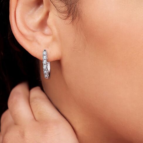 Gilded 1/4 ct. T.W. Lab Diamond (SI1-SI2 Clarity, F-G Color) and Sterling Silver Hoop Earrings in Kuwait