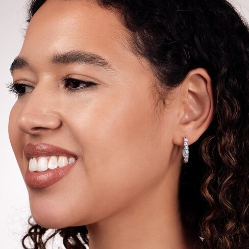 Gilded 1/4 ct. T.W. Lab Diamond (SI1-SI2 Clarity, F-G Color) and Sterling Silver Hoop Earrings in Kuwait